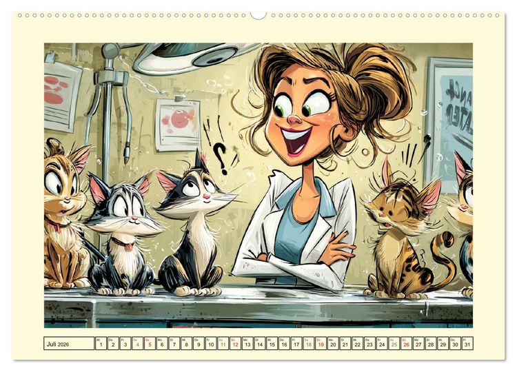 Produktbild: Beim Tierarzt! Tierisch schr&auml;ge Besuche in der Vetklinik (Wandkalender 2026 DIN A2 quer), CALVENDO Monatskalender