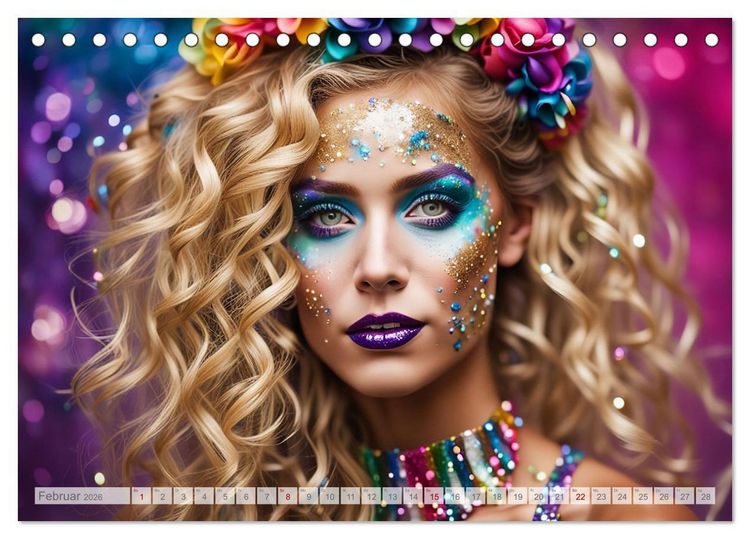 Produktbild: Farben der Weiblichkeit - Kunstvolle KI Portraits (Tischkalender 2026 DIN A5 quer), CALVENDO Monatskalender