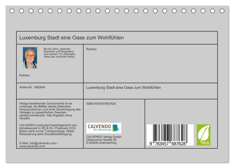 Produktbild: Luxemburg Stadt eine Oase zum Wohlf&uuml;hlen (Tischkalender 2026 DIN A5 quer), CALVENDO Monatskalender