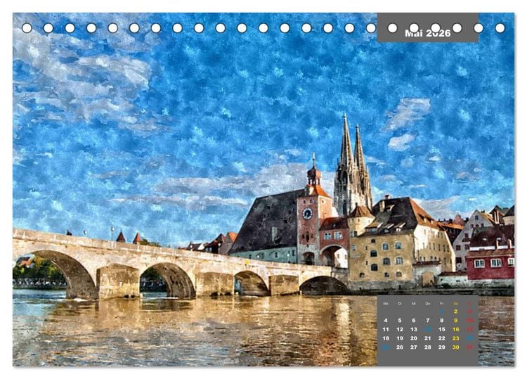 Produktbild: Heimatliches Bayern in Aquarell (Tischkalender 2026 DIN A5 quer), CALVENDO Monatskalender