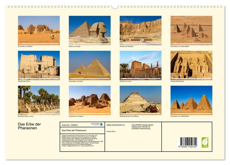 Produktbild: Das Erbe der Pharaonen (hochwertiger Premium Wandkalender 2026 DIN A2 quer), Kunstdruck in Hochglanz