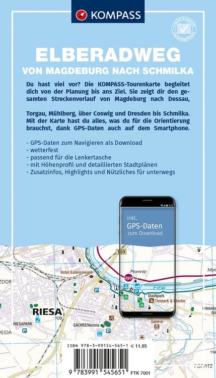 Produktbild: KOMPASS Fahrrad-Tourenkarte Elberadweg - von Magdeburg nach Schmilka 1:50.000