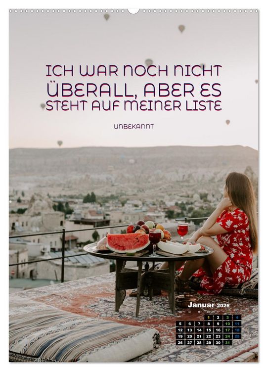 Produktbild: Verr&uuml;ckt nach REISEN Fernweh - Travel - Spr&uuml;che (Wandkalender 2026 DIN A2 hoch), CALVENDO Monatskalender