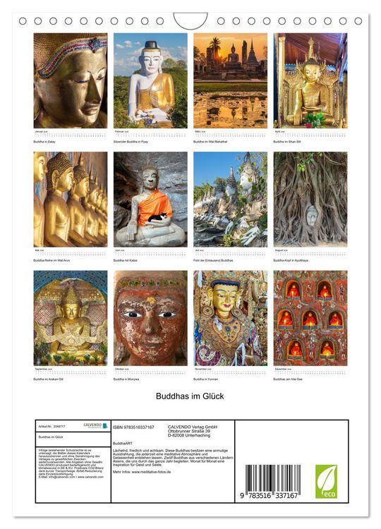 Produktbild: Buddhas im Gl&uuml;ck (Wandkalender 2026 DIN A4 hoch), CALVENDO Monatskalender