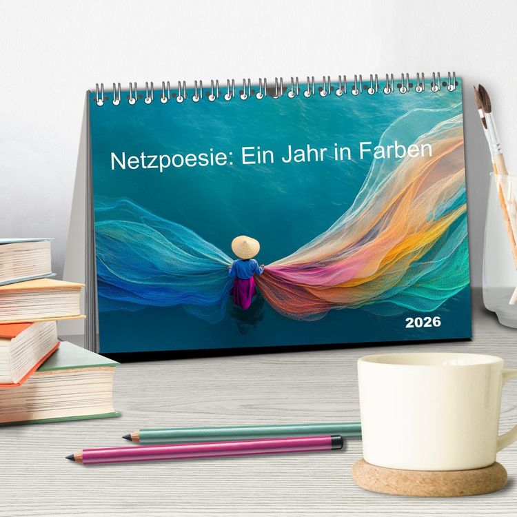 Produktbild: Netzpoesie: Ein Jahr in Farben (Tischkalender 2026 DIN A5 quer), CALVENDO Monatskalender