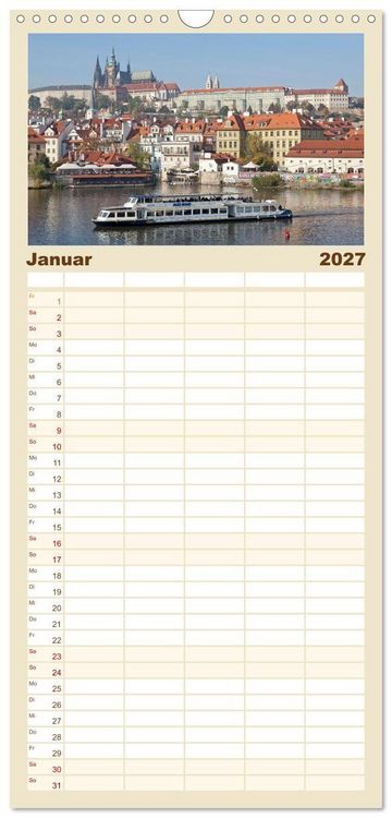 Produktbild: Familienplaner 2027 - Goldenes Prag mit 5 Spalten (Wandkalender, 21 x 45 cm) CALVENDO