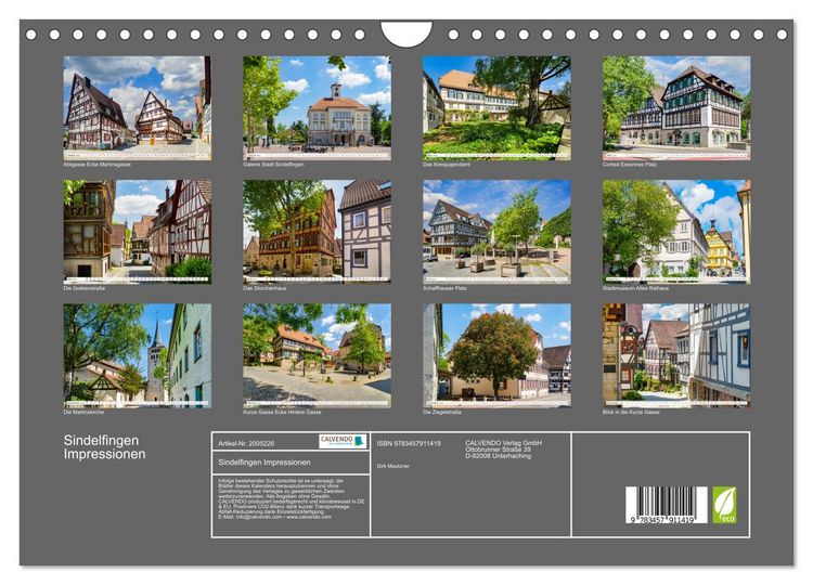 Produktbild: Sindelfingen Impressionen (Wandkalender 2026 DIN A4 quer), CALVENDO Monatskalender
