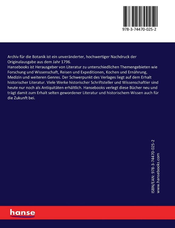 Produktbild: Archiv f&uuml;r die Botanik