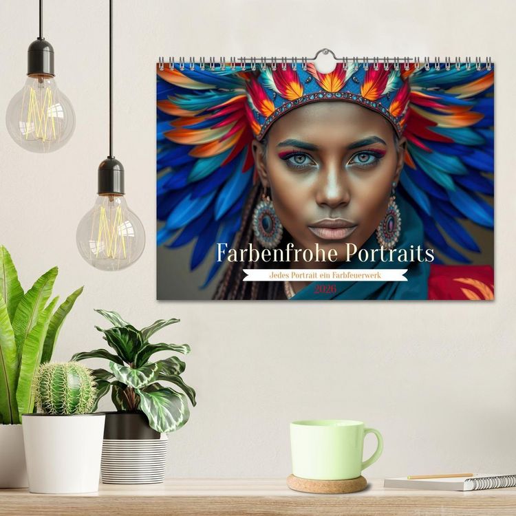 Produktbild: Farbenfrohe Portraits (Wandkalender 2026 DIN A4 quer), CALVENDO Monatskalender