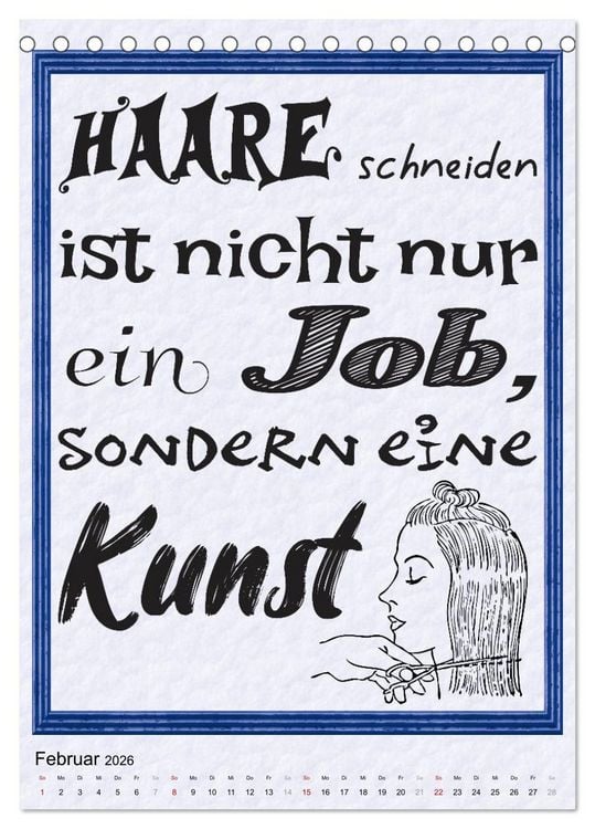 Produktbild: Friseur-Spr&uuml;che (Tischkalender 2026 DIN A5 hoch), CALVENDO Monatskalender