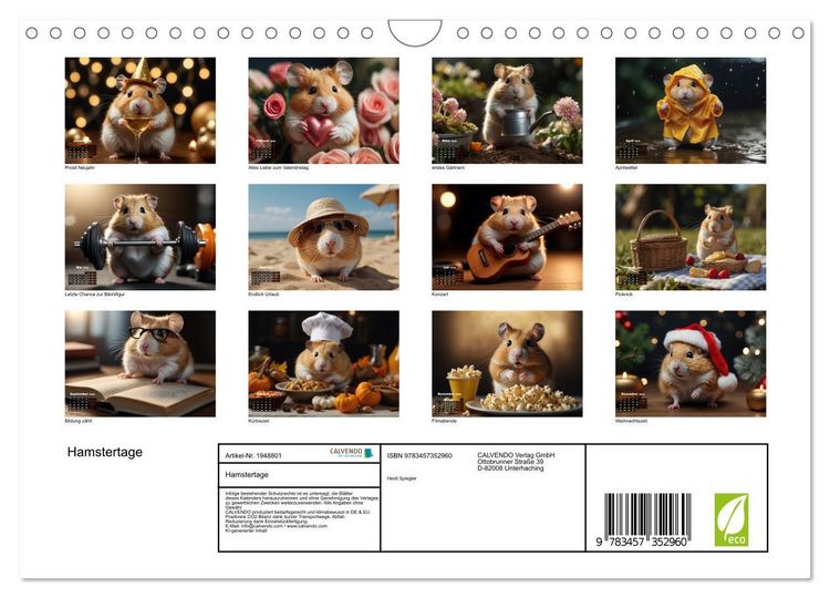 Produktbild: Hamstertage (Wandkalender 2026 DIN A4 quer), CALVENDO Monatskalender