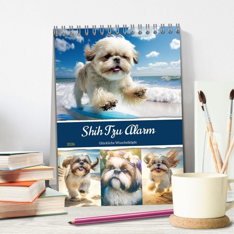 Produktbild: Shih Tzu Alarm. Gl&uuml;ckliche Wuschelk&ouml;pfe (Tischkalender 2026 DIN A5 hoch), CALVENDO Monatskalender