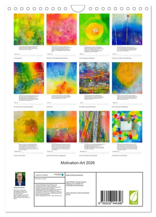 Produktbild: Motivation-Art 2026 (Wandkalender 2026 DIN A4 hoch), CALVENDO Monatskalender