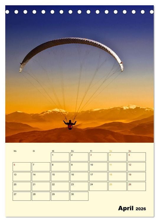 Produktbild: Paragliding - extrem aufregend (Tischkalender 2026 DIN A5 hoch), CALVENDO Monatskalender