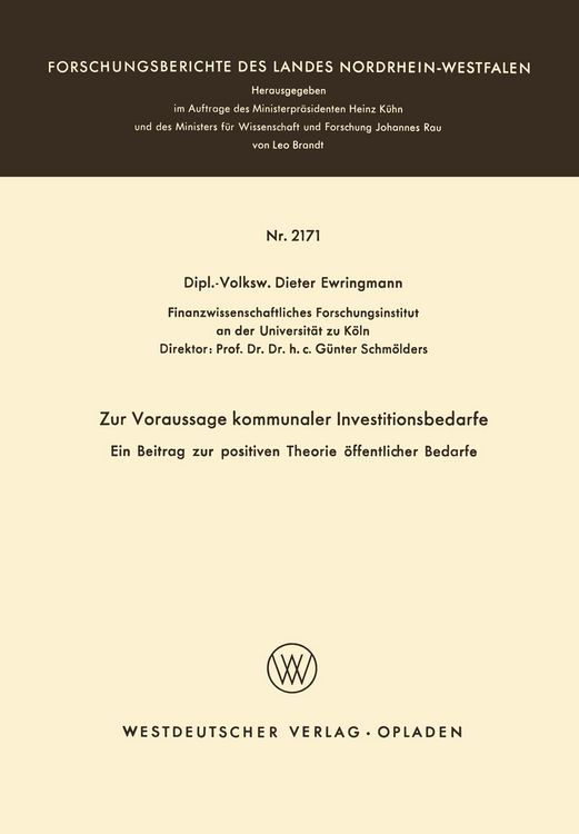 Produktbild: Zur Voraussage kommunaler Investitionsbedarfe