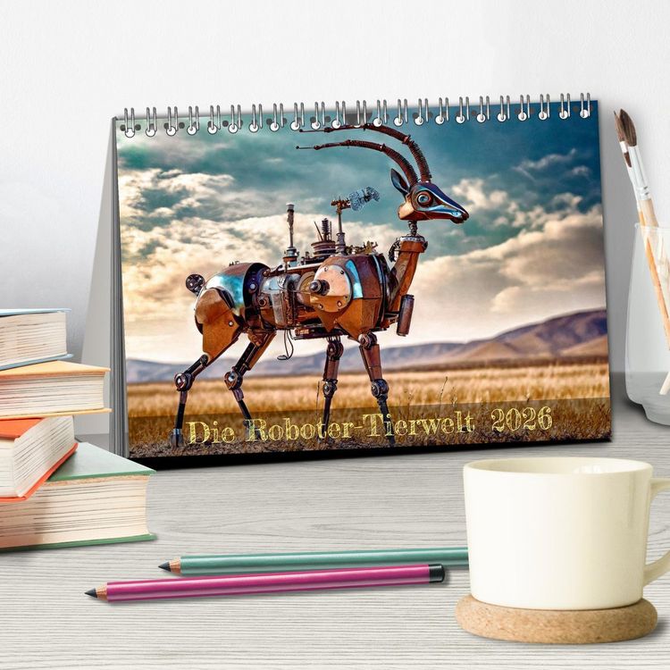 Produktbild: Die Roboter-Tierwelt (Tischkalender 2026 DIN A5 quer), CALVENDO Monatskalender