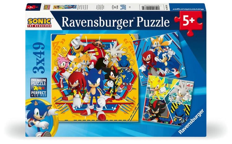 Produktbild: Kinderpuzzle 3x49 Teile - Sonic the Hedgehog - Die Abenteuer von Sonic