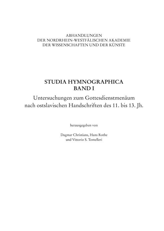 Produktbild: Studia Hymnographica Band I