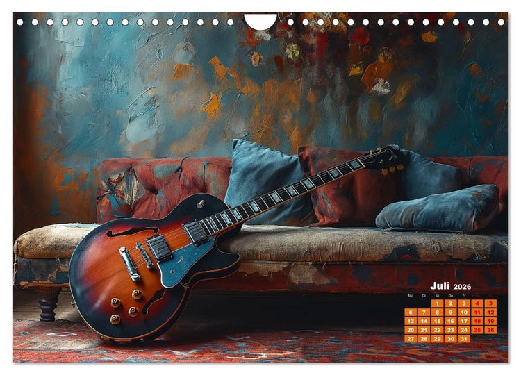 Produktbild: Sechs Saiten, Zw&ouml;lf Monate - Der Gitarrenkalender (Wandkalender 2026 DIN A4 quer), CALVENDO Monatskalender