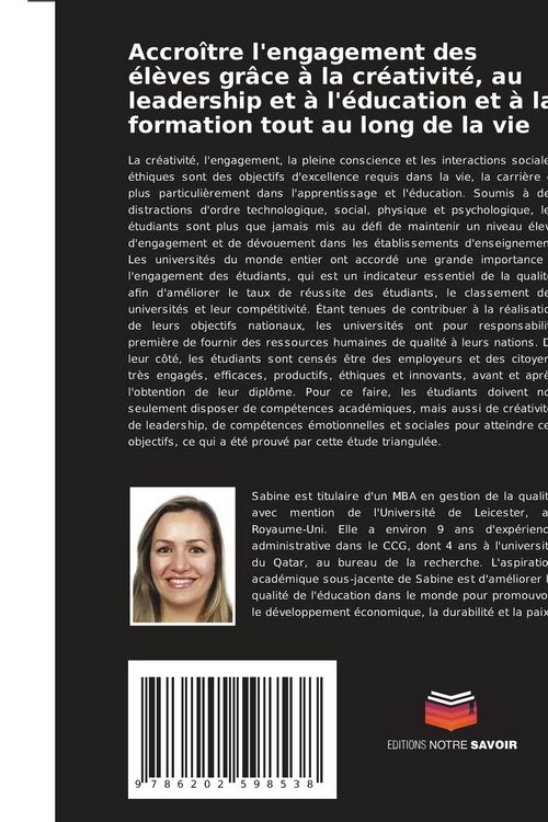 Produktbild: Accro&icirc;tre l'engagement des &eacute;l&egrave;ves gr&acirc;ce &agrave; la cr&eacute;ativit&eacute;, au leadership et &agrave; l'&eacute;ducation et &agrave; la formation tout au long de la vie