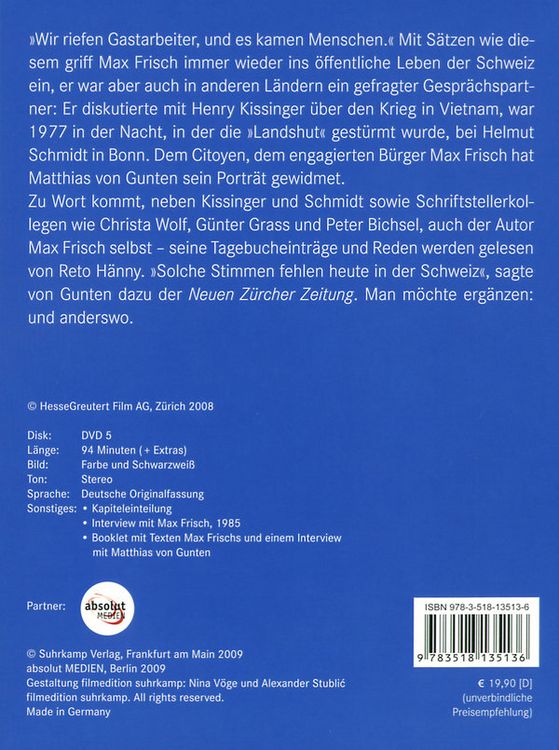 Produktbild: Max Frisch/Citoyen