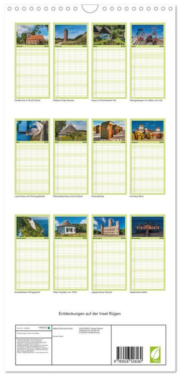 Produktbild: Familienplaner 2026 - Entdeckungen auf der Insel R&uuml;gen mit 5 Spalten (Wandkalender, 21 x 45 cm) CALVENDO
