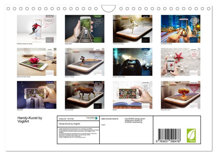 Produktbild: Handy-Kunst by VogtArt (Wandkalender 2026 DIN A4 quer), CALVENDO Monatskalender