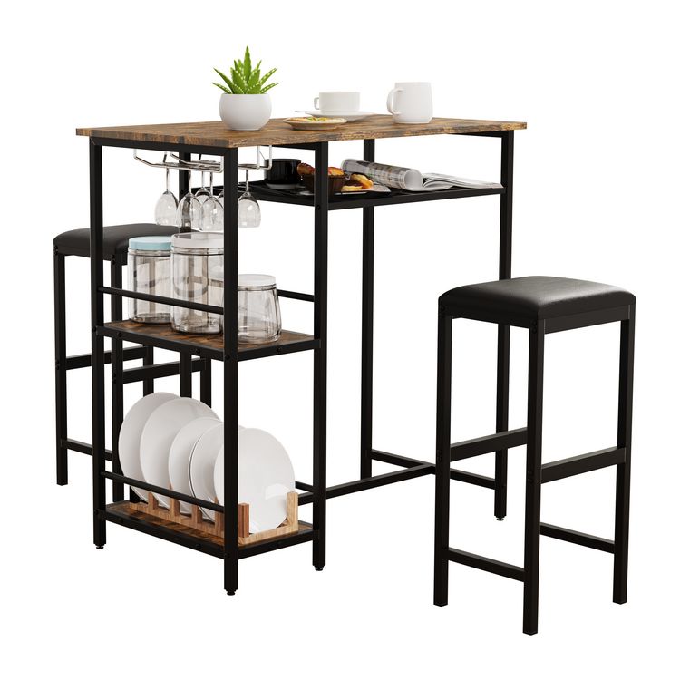 Produktbild: 3 tlg. Set Bartisch Bistrotisch Barhocker Kolari