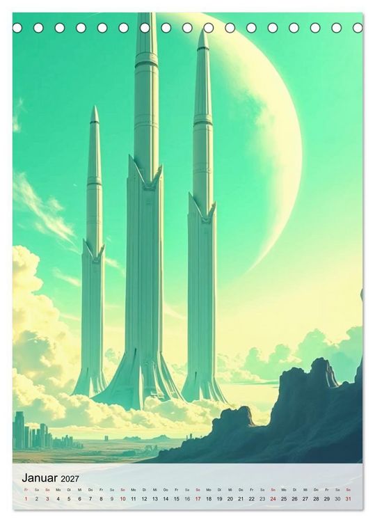Produktbild: Retro Sci-Fi - Aufbruch zu neuen Grenzen (Tischkalender 2027 DIN A5 hoch), CALVENDO Monatskalender