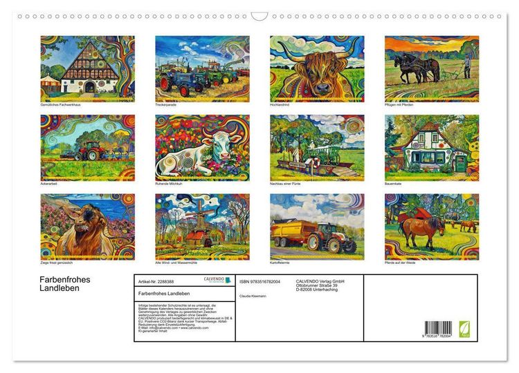 Produktbild: Farbenfrohes Landleben (Wandkalender 2027 DIN A2 quer), CALVENDO Monatskalender