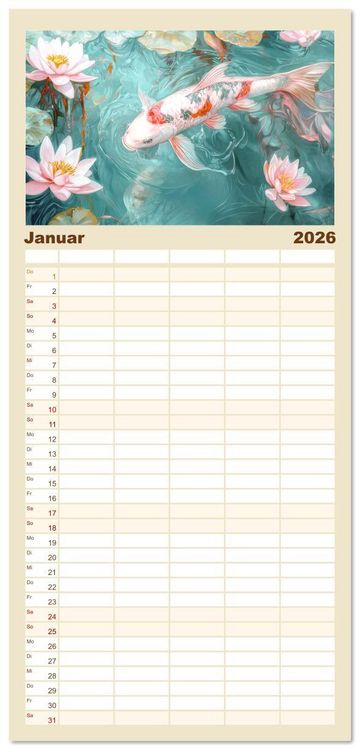 Produktbild: Familienplaner 2026 - Verspieltheit und Harmonie mit 5 Spalten (Wandkalender, 21 x 45 cm) CALVENDO