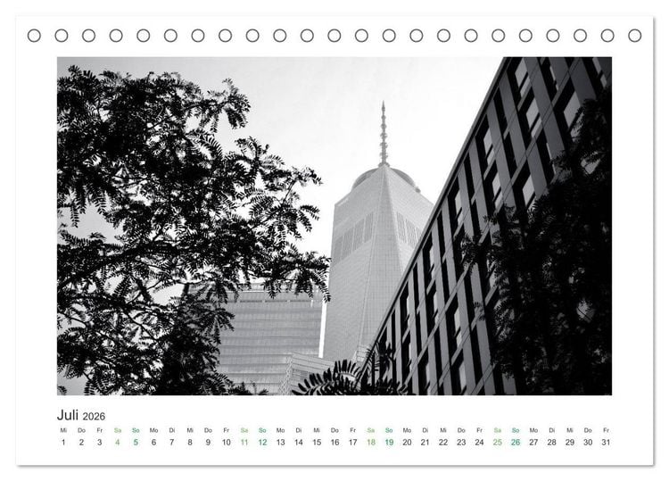 Produktbild: New York in schwarz weiss (Tischkalender 2026 DIN A5 quer), CALVENDO Monatskalender