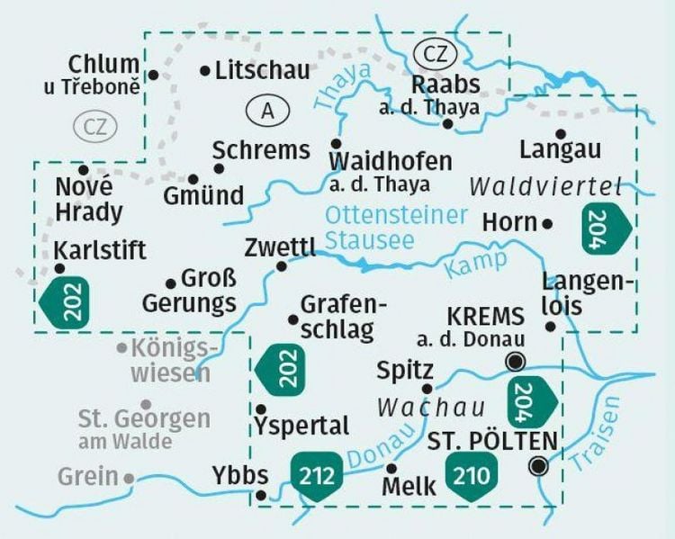 Produktbild: KOMPASS Wanderkarten-Set 203 Waldviertel, Kamptal, Wachau (2 Karten) 1:50.000