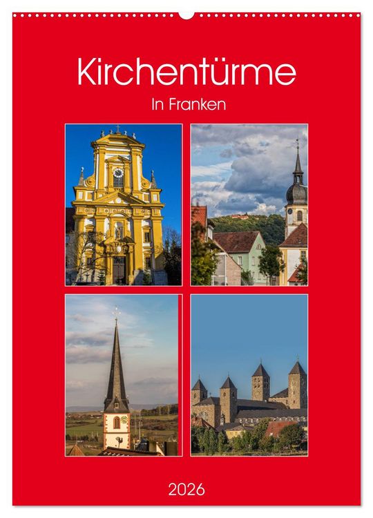 Produktbild: Kirchent&uuml;rme in Franken (Wandkalender 2026 DIN A2 hoch), CALVENDO Monatskalender