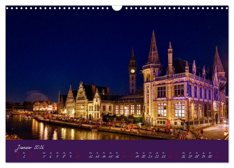 Produktbild: Br&uuml;gge und Gent im Zwielicht (Wandkalender 2026 DIN A3 quer), CALVENDO Monatskalender