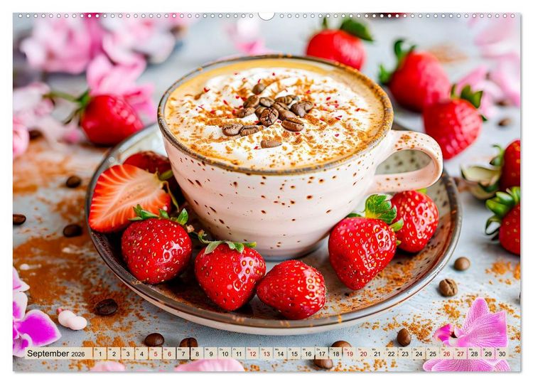 Produktbild: Cappuccino, Latte und mehr - Der gro&szlig;e Kaffeekalender (Wandkalender 2026 DIN A2 quer), CALVENDO Monatskalender