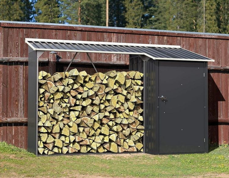 Produktbild: Metall Kaminholzregal Holzlager 161 x 161 x 63 cm