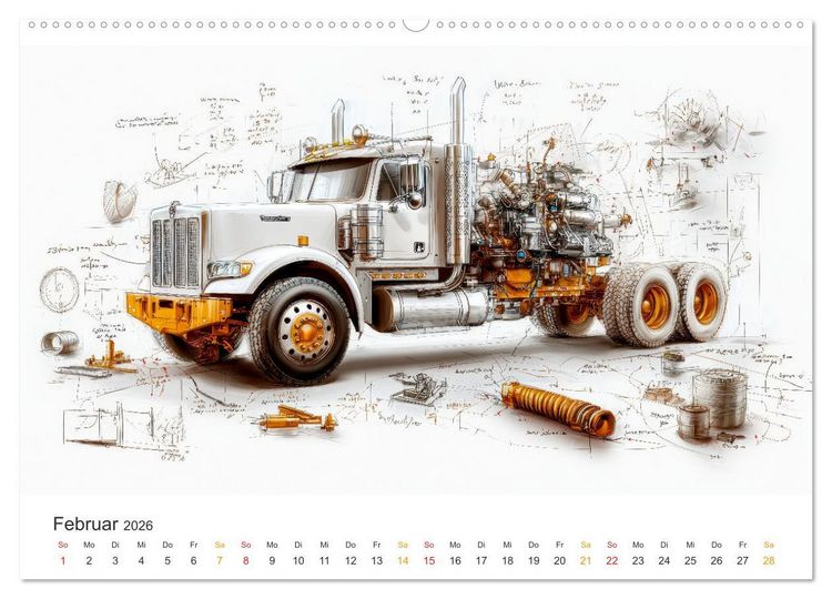 Produktbild: Trucks - Design Studien (Wandkalender 2026 DIN A2 quer), CALVENDO Monatskalender