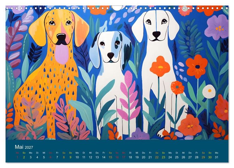 Produktbild: Hunde Kunstwerke - Hunde im Stil des Fauvismus k&uuml;nstlerisch gestaltet (Wandkalender 2027 DIN A3 quer), CALVENDO Monatskalender