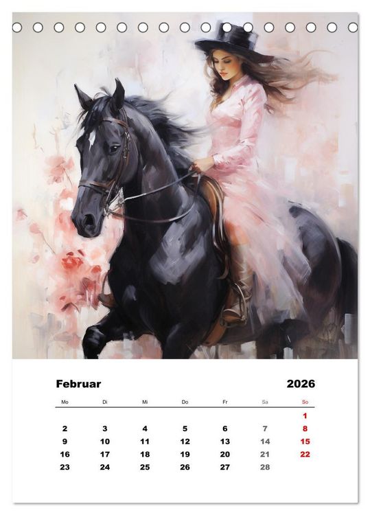 Produktbild: Hoch zu Ross. Mit Reiter-Aquarellen durch die Jahreszeiten (Tischkalender 2026 DIN A5 hoch), CALVENDO Monatskalender