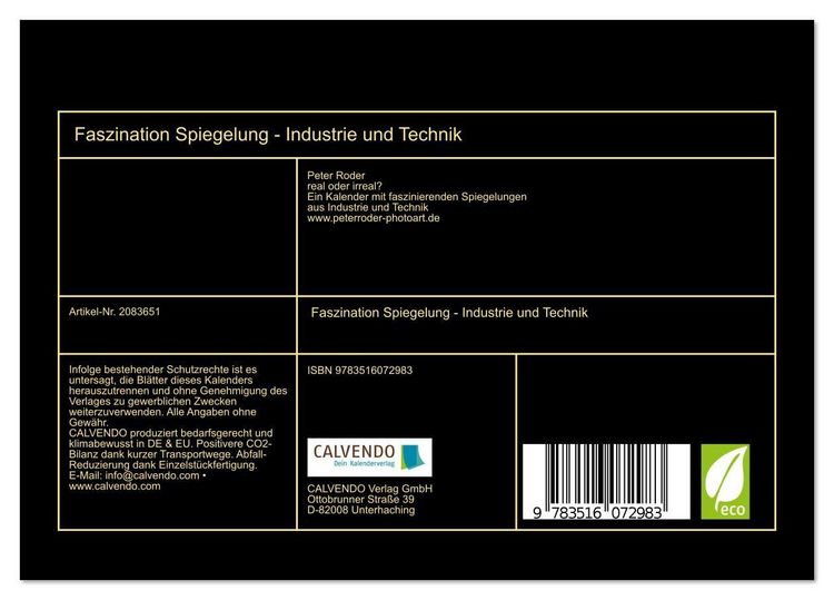 Produktbild: Faszination Spiegelung - Industrie und Technik (Tischkalender 2026 DIN A5 quer), CALVENDO Monatskalender
