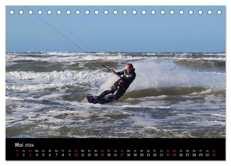 Produktbild: Kitesurfen &ndash; Faszination auf dem Wasser (Tischkalender 2026 DIN A5 quer), CALVENDO Monatskalender