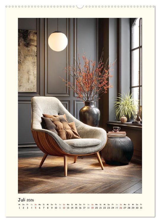 Produktbild: Luxuri&ouml;se Sesseltr&auml;ume. Elegante Sitzm&ouml;bel im Raum (hochwertiger Premium Wandkalender 2026 DIN A2 hoch), Kunstdruck in Hochglanz