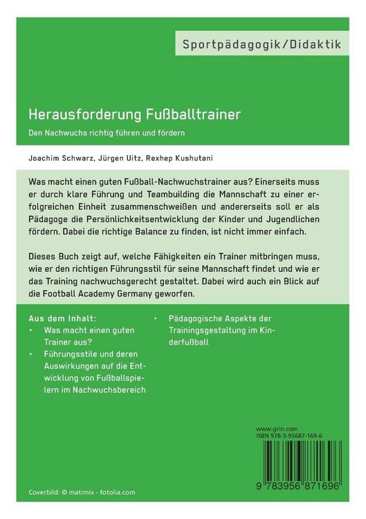 Produktbild: Herausforderung Fu&szlig;balltrainer. Den Nachwuchs richtig f&uuml;hren und f&ouml;rdern