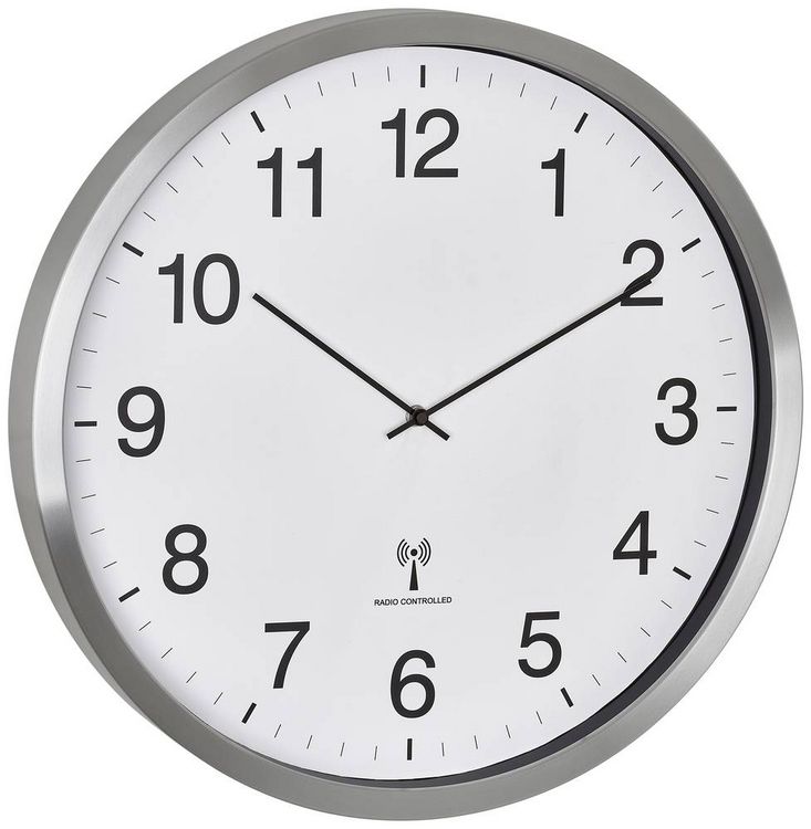 Produktbild: TFA Dostmann 60.3548.02 Funk Wanduhr 50.8mm x 65mm Wei&szlig;, Silber Gro&szlig;es Display