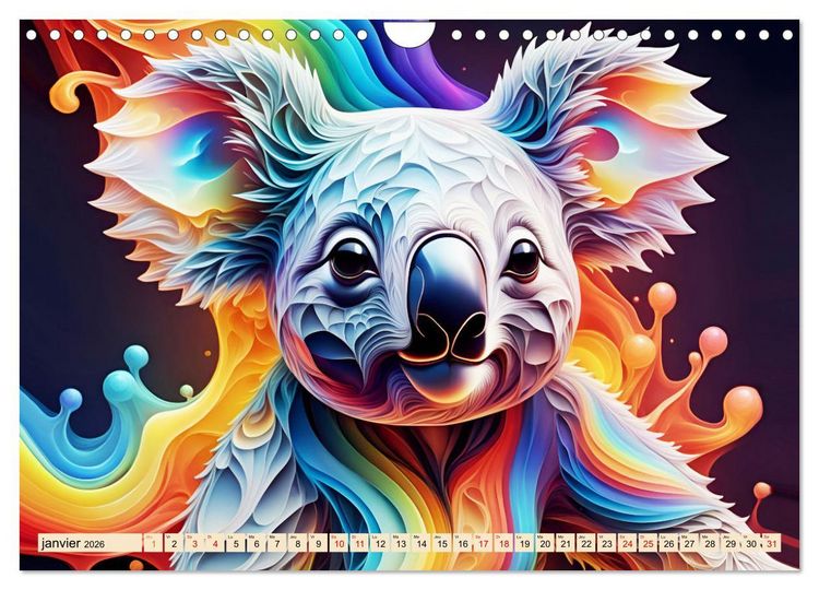 Produktbild: Les fractales animales (Calendrier mural 2026 DIN A4 vertical), CALVENDO calendrier mensuel