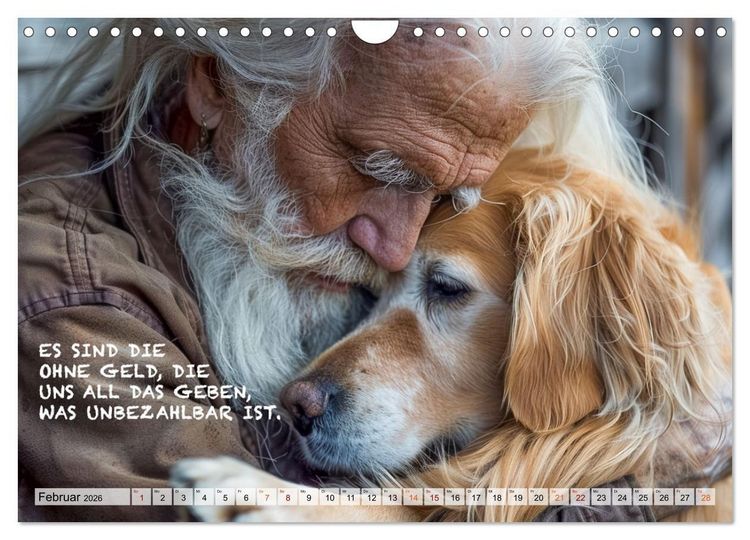 Produktbild: Hunde und ber&uuml;hrende Spr&uuml;che (Wandkalender 2026 DIN A4 quer), CALVENDO Monatskalender