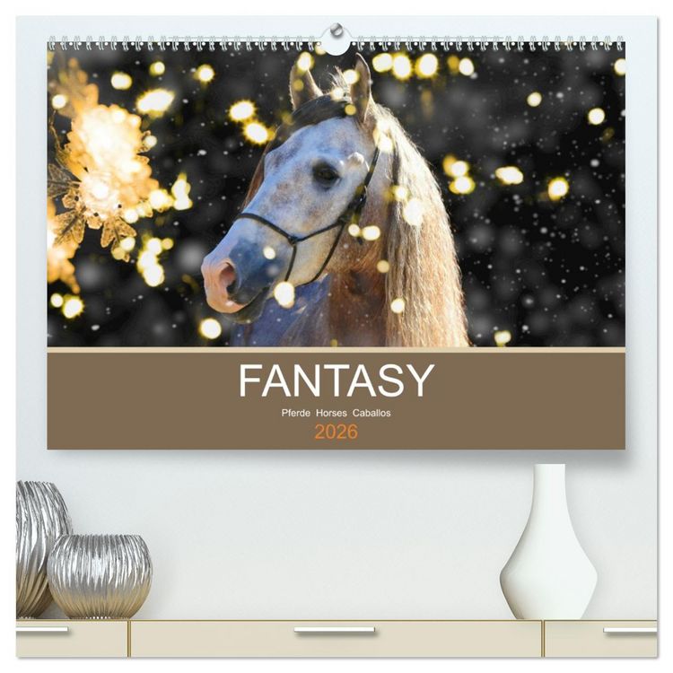 Produktbild: FANTASY Pferde Horses Caballos (hochwertiger Premium Wandkalender 2026 DIN A2 quer), Kunstdruck in Hochglanz