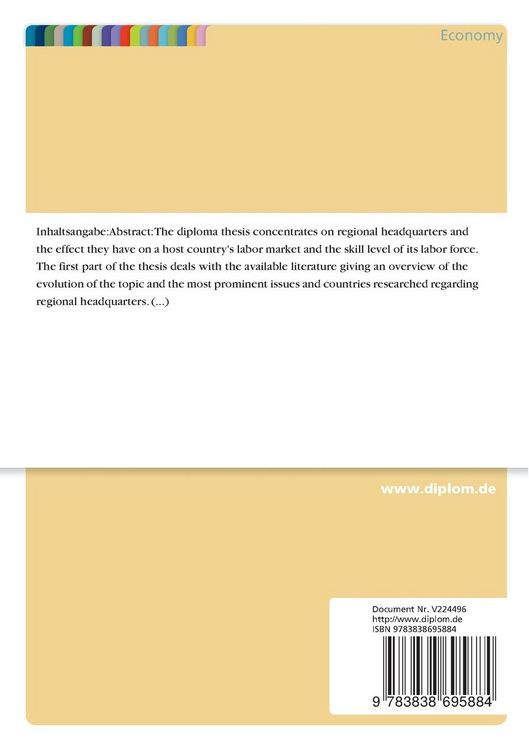 Produktbild: EU Regional Headquarters: Implications for Host Countries and Skills of Domestic Labor Force
