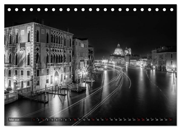 Produktbild: Leuchtendes Venedig &hellip;in monochrom (Tischkalender 2026 DIN A5 quer), CALVENDO Monatskalender